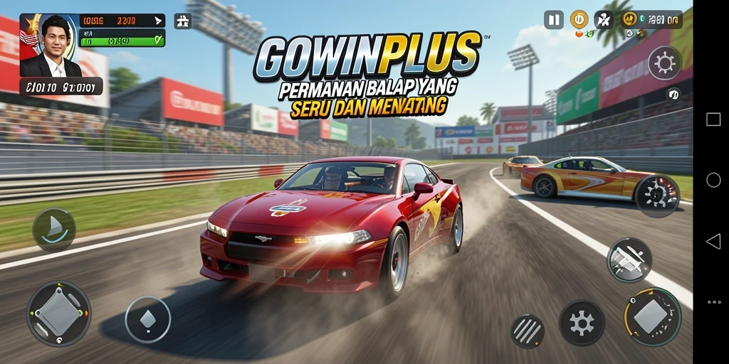 Gameplay balap GOWINPLUS yang mendebarkan dan kompetitif.