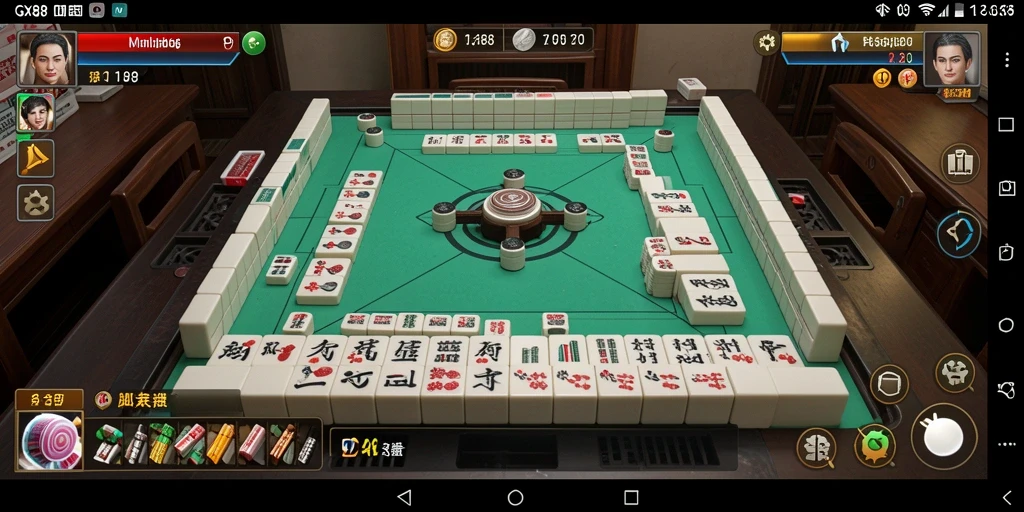 Tampilan gameplay GX88 dengan ubin Mahjong yang berwarna-warni.