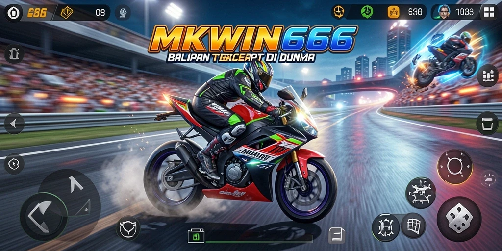 Gameplay menegangkan di MKWIN666 dengan balapan motor yang seru.
