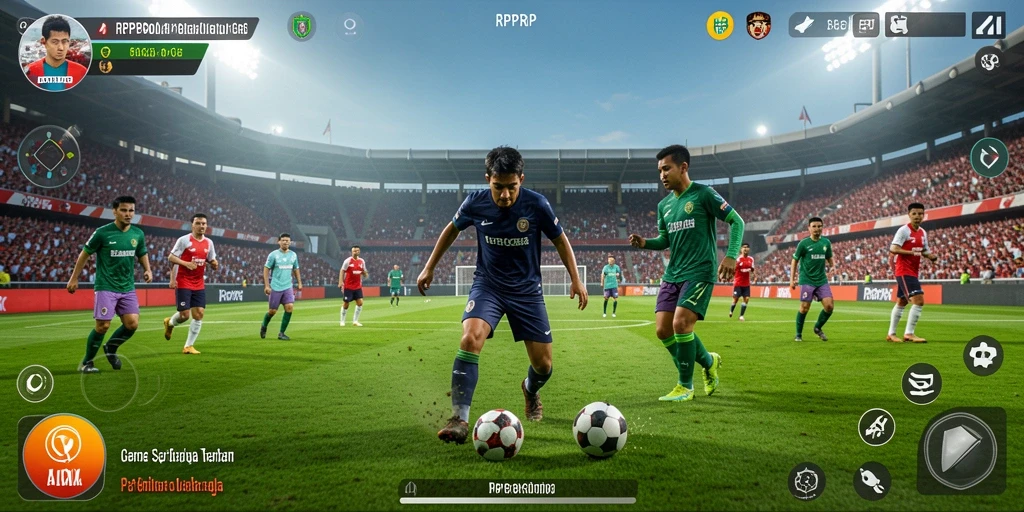 Gambaran aksi mendebarkan dalam permainan sepak bola.